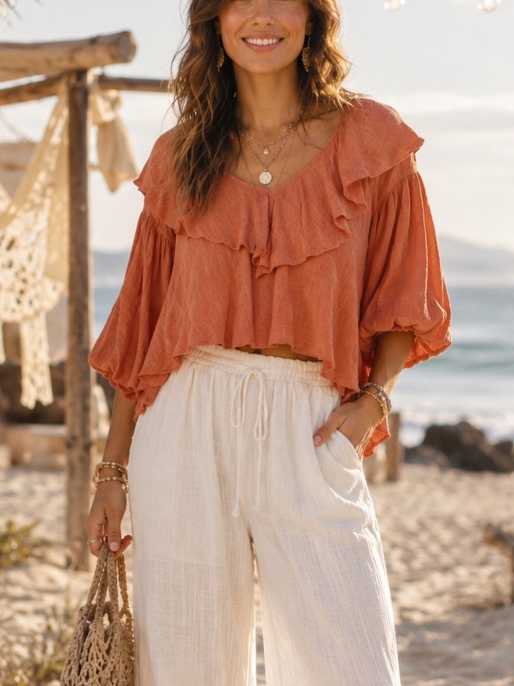 FREE PEOPLE Open Back Ruffle Top NEW Gauze S Boho Peasant Cottagecore Festival